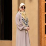 پیراهن عربی مدل هما رنگ زمینه خاکی کد: AB21005