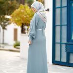 پیراهن عربی مدل هما رنگ زمینه آبی کد: AB21003