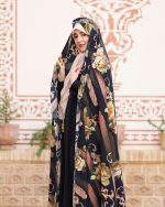 چادر رنگی سنتي زمینه مشکی قهوه اي طرح باغ رضوان 1 كد CH315071 - تصویر 5