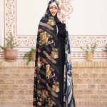 چادر رنگی سنتي زمینه مشکی قهوه اي طرح باغ رضوان 1 كد CH315071