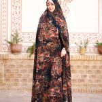 چادر رنگی سنتي زمینه قهوه اي طرح باغ رضوان 2 كد CH315073