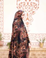چادر رنگی سنتي زمینه قهوه اي طرح باغ رضوان 2 كد CH315073 - تصویر 3
