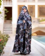 چادر رنگی سنتي زمینه مشکی بنفش باغ رضوان 2 كد CH315076