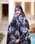 چادر رنگی سنتي زمینه مشکی بنفش باغ رضوان 2 كد CH315076 - تصویر 3