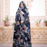 چادر رنگی سنتي زمینه مشکی سبز باغ رضوان 3 كد CH315077