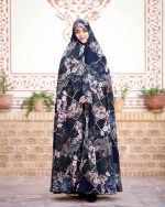 چادر رنگی سنتي زمینه مشکی آبی باغ رضوان3 كد CH315078
