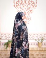 چادر رنگی سنتي زمینه مشکی آبی باغ رضوان3 كد CH315078 - تصویر 2