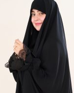 چادر عربی اصیل کار شده طرح غزل با پارچه ندا کد CH422056 - تصویر 4