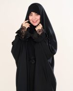 چادر عربی اصیل کار شده طرح غزل با پارچه ندا کد CH422056 - تصویر 2