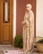 چادر نماز رنگی طرحدار پارچه کُدَری زمینه شکلاتی کد CH 017 - تصویر 4