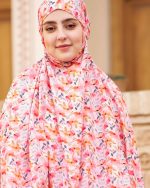 چادر نماز رنگی طرحدار پارچه کُدَری زمینه گلبهی کد CH 008 - تصویر 5