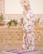 چادر نماز رنگی طرحدار پارچه کُدَری  زمینه گل قرمز کد CH 028 - تصویر 5