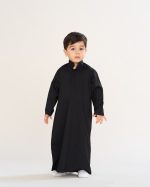 دشداشه عربی یقه دیپلمات مشکی آستین بلند پسرانه کد PB12058