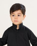 دشداشه عربی یقه دیپلمات مشکی آستین بلند پسرانه کد PB12058 - تصویر 2