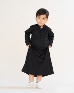 دشداشه عربی یقه دیپلمات مشکی آستین بلند پسرانه کد PB12058 - تصویر 6