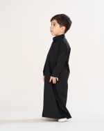 دشداشه عربی یقه دیپلمات مشکی آستین بلند پسرانه کد PB12058 - تصویر 8