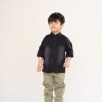 پیراهن یقه انگلیسی مشکی آستین بلند پارچه لی سنگشور بچه گانه PB12074