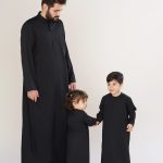 دشداشه عربی یقه دیپلمات مشکی آستین بلند مردانه کد PM22015