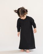 دشداشه عربی بدون یقه مشکی آستین بلند مچ دار پسرانه کد PB12086 - تصویر 5