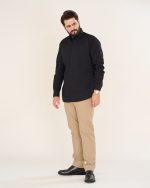 پیراهن یقه انگلیسی مشکی آستین بلند مردانه کد PM11014 - تصویر 3