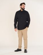 پیراهن یقه انگلیسی مشکی آستین بلند مردانه کد PM11014 - تصویر 4