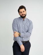پیراهن تترون یقه دیپلمات کلاسیک چهارخانه ریز کد PC12069 - تصویر 4