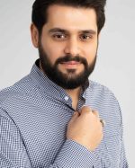 پیراهن تترون یقه دیپلمات کلاسیک چهارخانه ریز کد PC12069 - تصویر 2