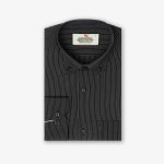 پیراهن تترون یقه انگلیسی کلاسیک راه راه زمینه مشکی کد PC12118