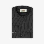 پیراهن تترون یقه دیپلمات کلاسیک راه راه زمینه مشکی کد PC12119