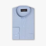 پیراهن تترون یقه دیپلمات کلاسیک راه راه زمینه آبی کد PC12131