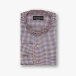 پیراهن تترون یقه دیپلمات کلاسیک چهار خانه ریز کد PC12173