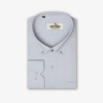 پیراهن تترون یقه انگلیسی کلاسیک ساده طوسی روشن کد PC12223