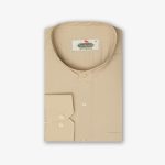 پیراهن تترون یقه دیپلمات کلاسیک ساده زمینه کرم کد PC12224