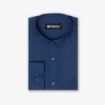 پیراهن تترون یقه دیپلمات کلاسیک ساده زمینه سرمه ای کد PC12331