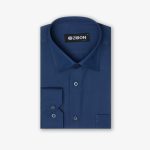 پیراهن تترون یقه انگلیسی کلاسیک ساده زمینه سورمه ای کد PC12333