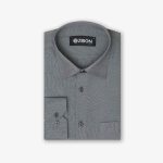 پیراهن تترون یقه انگلیسی کلاسیک ساده زمینه طوسی کد PC12337