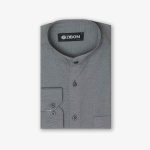 پیراهن تترون یقه دیپلمات کلاسیک ساده زمینه طوسی تیره کد PC12338