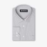 پیراهن تترون یقه انگلیسی کلاسیک راه راه طوسی سفید کد PC12340